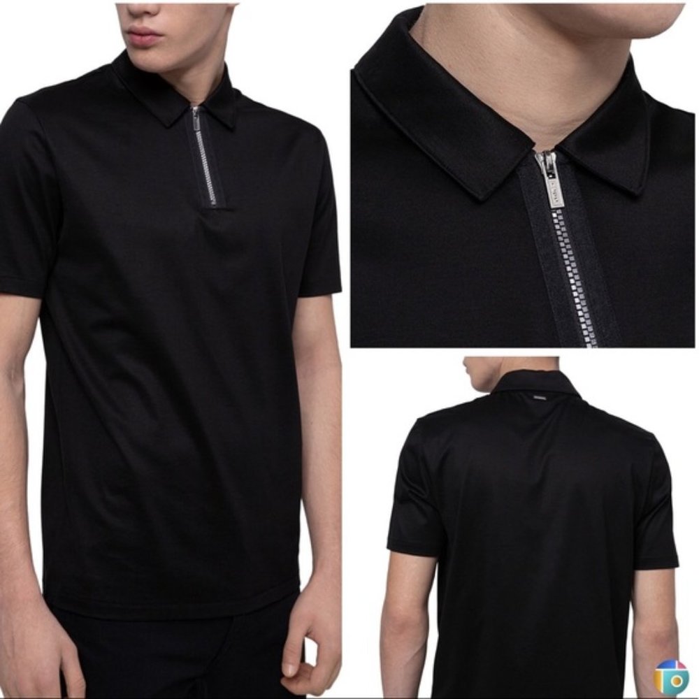 HUGO. BOSS Men’s Dolden Slim-Fit Zip Polo SHIRT